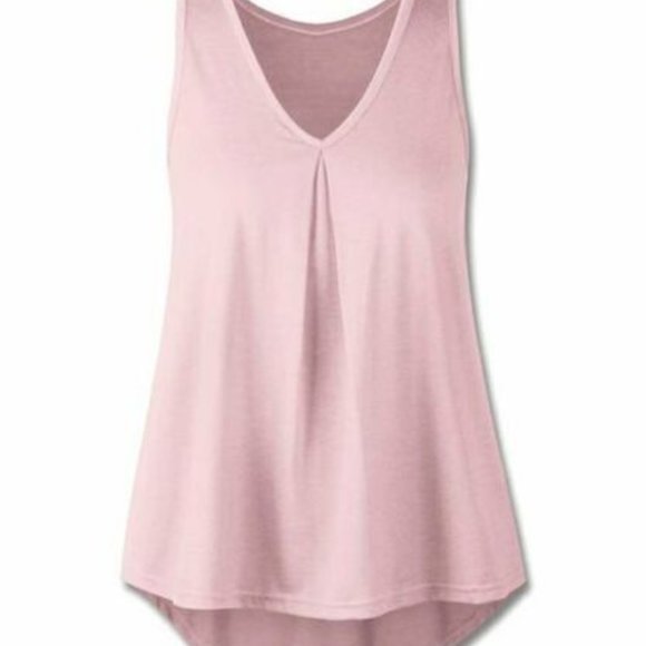UDEAR Women's Pink Knitted V-Neck High Low Hem Casual Tank Top Size 2XL - Picture 1 of 10